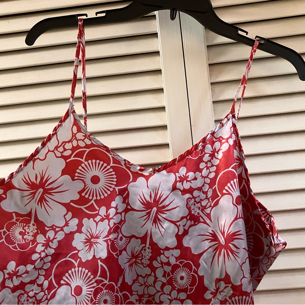 Red and White Floral Slip Dress